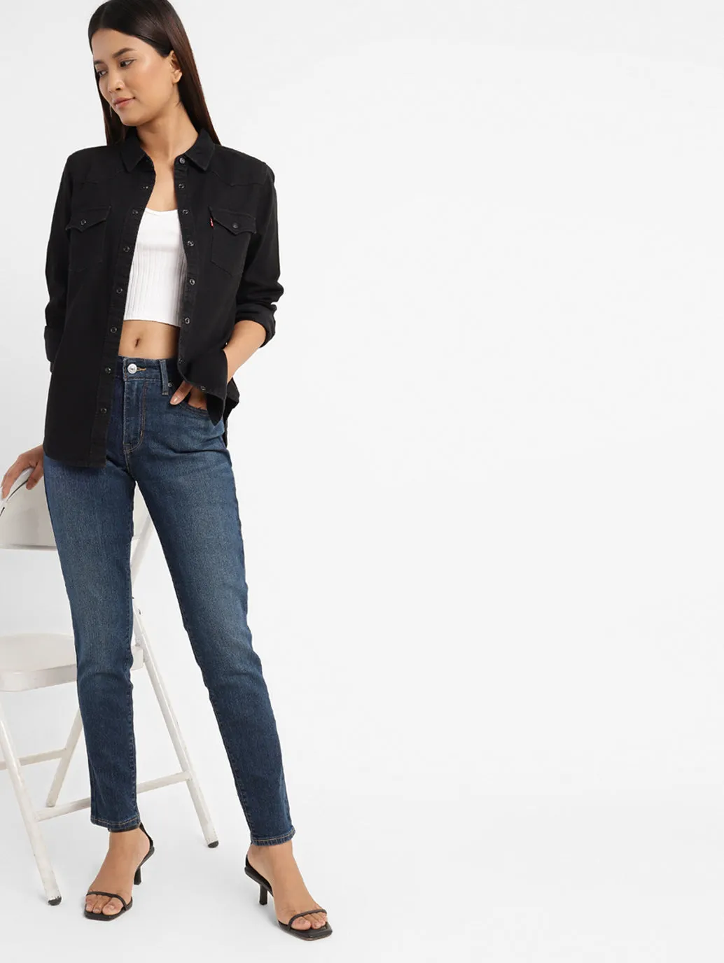 Women's 711 Blue Skinny Fit Mid Rise Jeans Smart Design