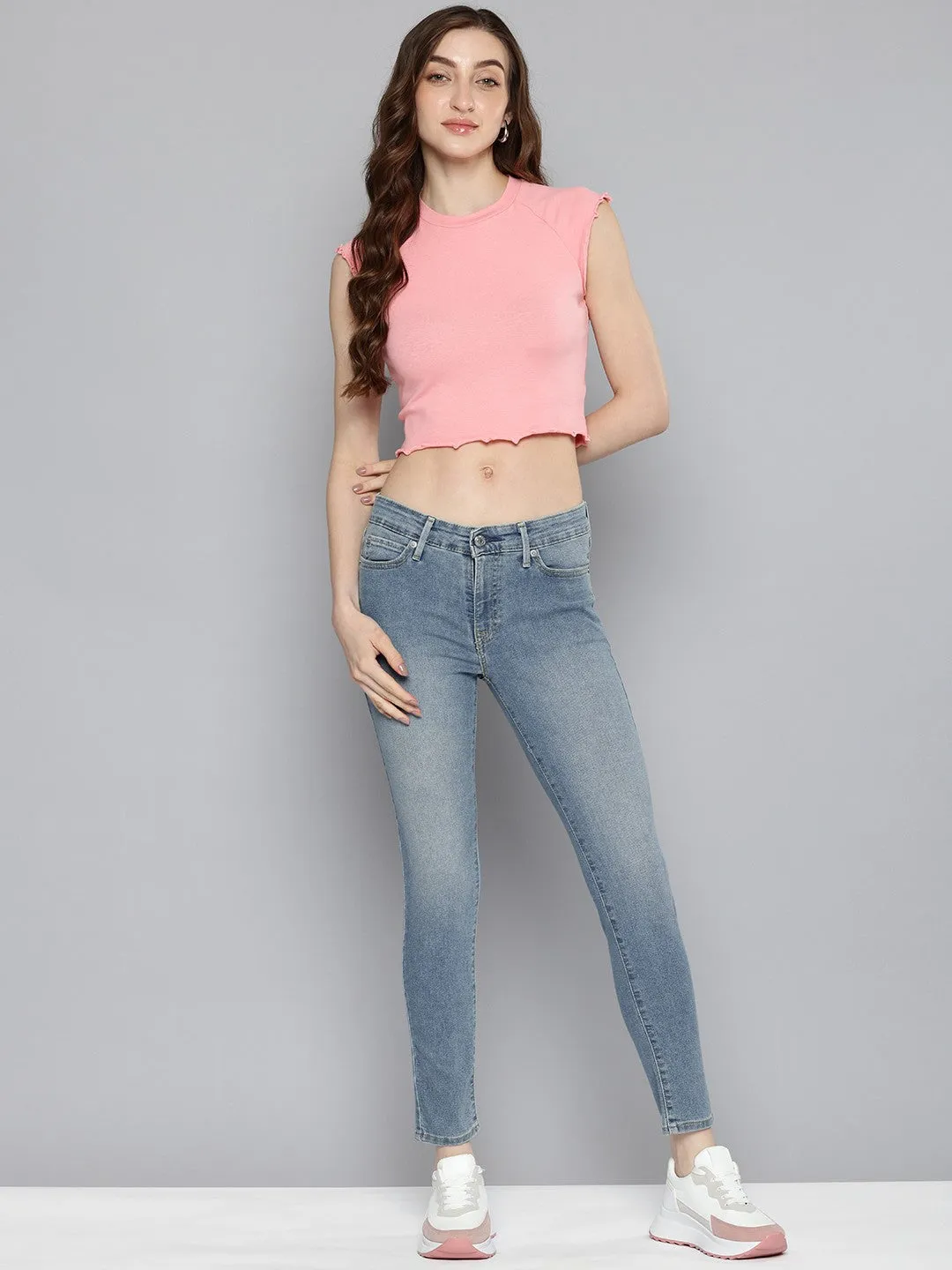 Everyday Outdoor Enthusiast Vibrant Women's 711 Blue Skinny Fit Mid Rise Jeans