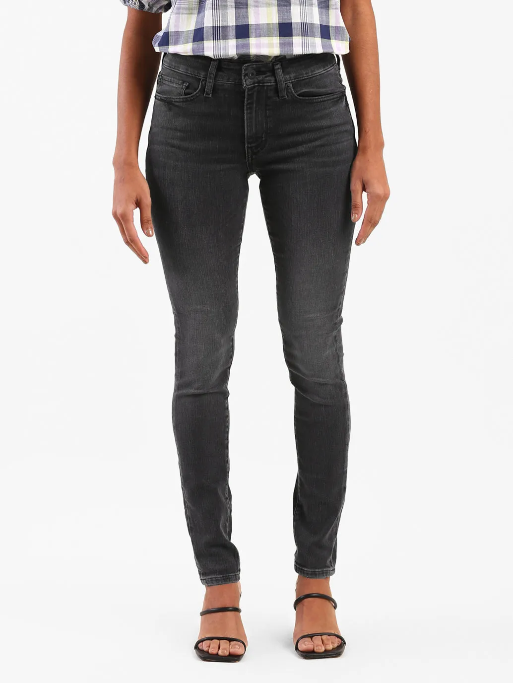 Women's 711 Grey Skinny Fit Mid Rise Jeans Minimalist Comfort Flexible Waist