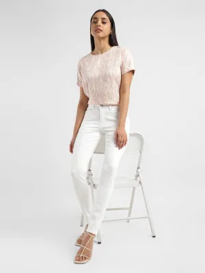 Weekend Warrior Creative Look Modern Multi Layer Knee Reinforcement Women's 711 White Skinny Fit Mid Rise Jeans