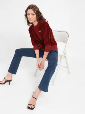 Women's 715 Blue Flared Fit Mid Rise Jeans Clean Style