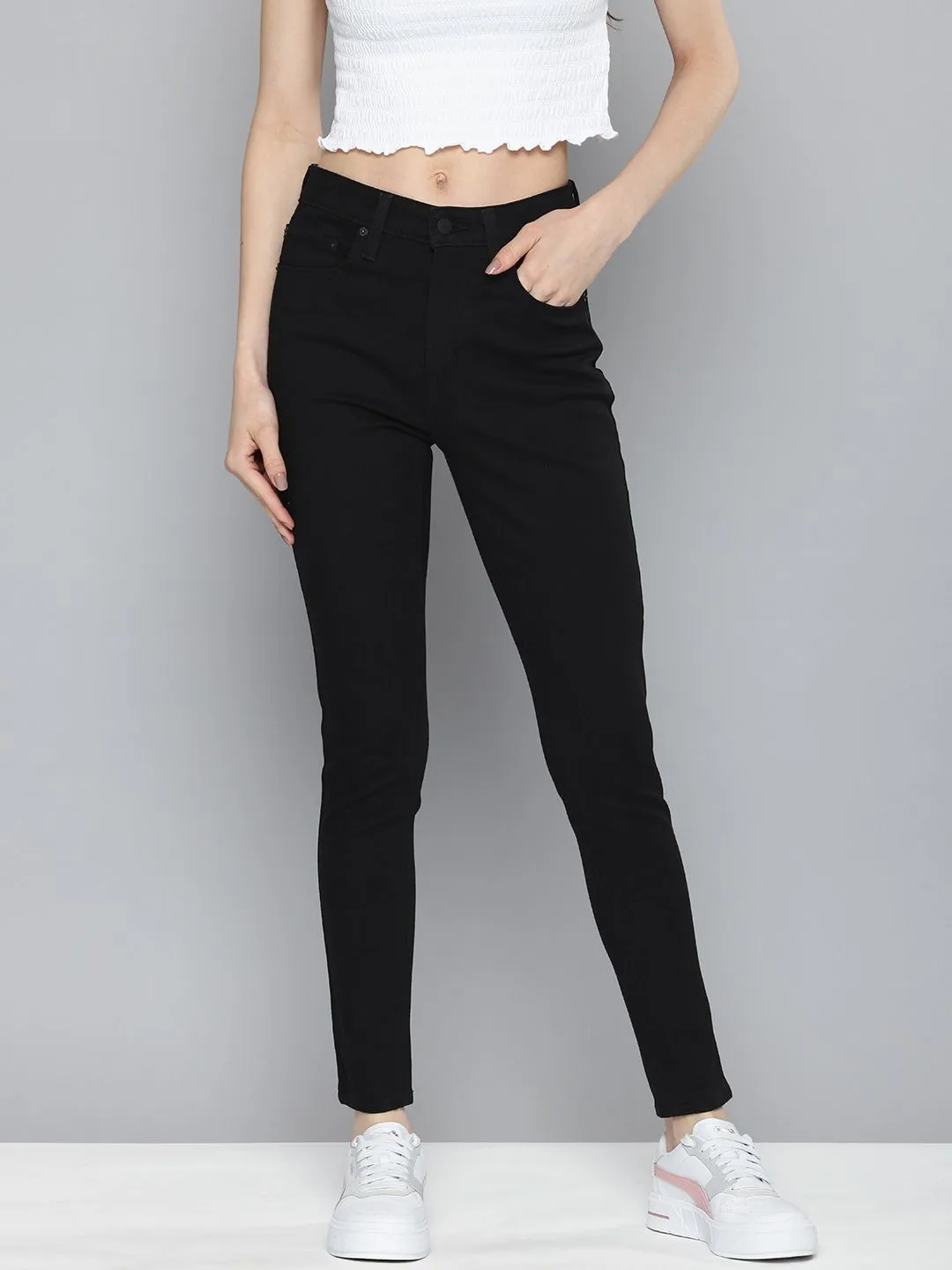 Everyday Classic Wear Comfy Gym Ready Vibrant Bold Women's 721 Black Skinny Fit High Rise Jeans