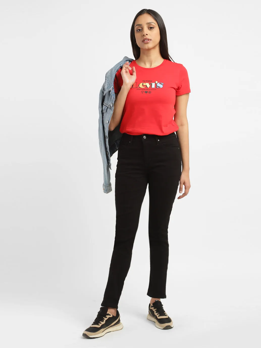 Women's 721 Black Skinny Fit High Rise Jeans Stain Release Finish Comfort Stretch Technology