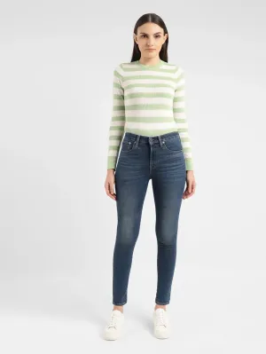 Women's 721 Blue Skinny Fit High Rise Jeans Comfortable Style Night Out City Walk Minimalist