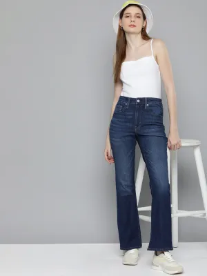 Women's 725 Blue Flared Fit High Rise Jeans Stone Wash Finish