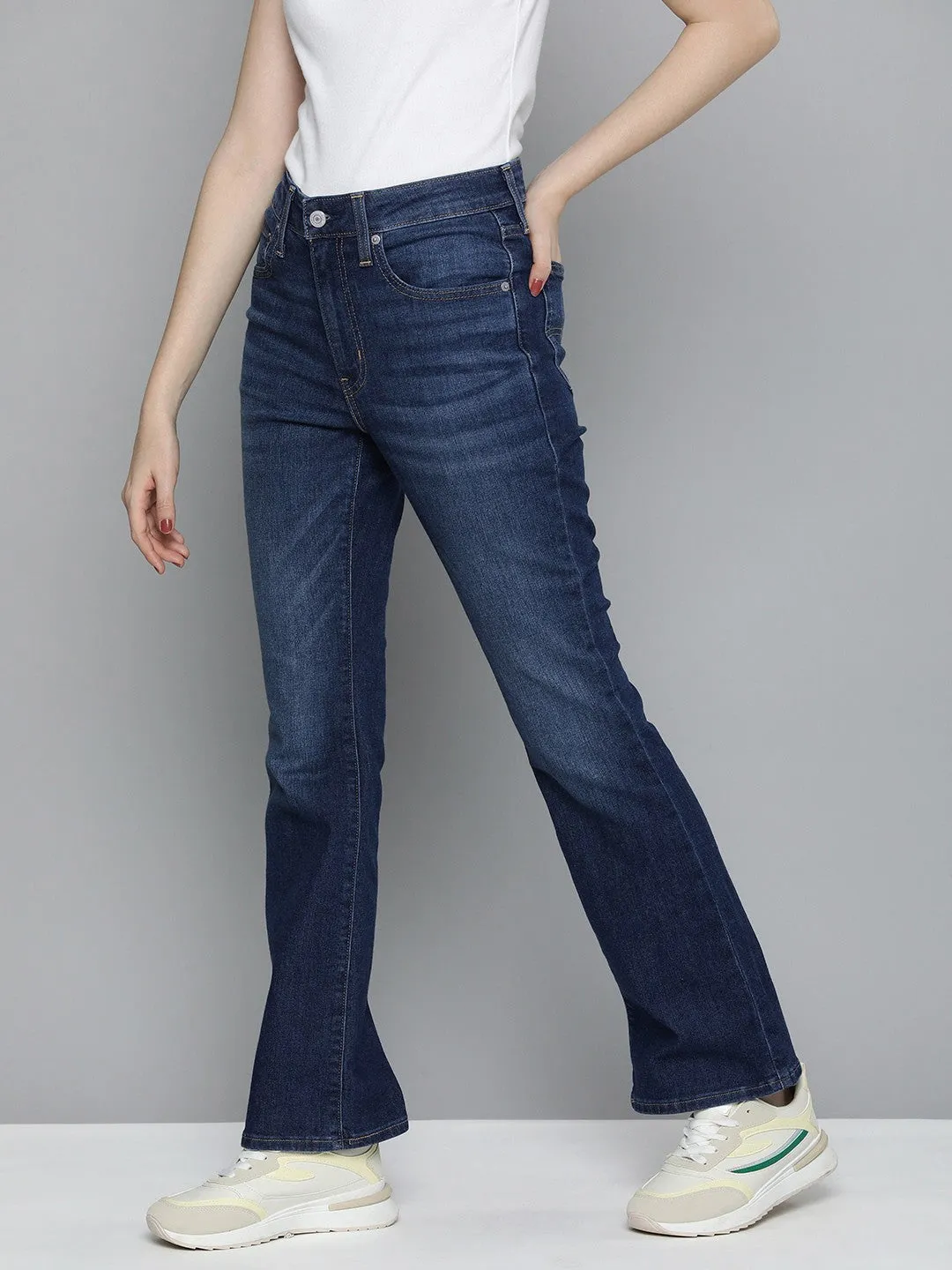 Chic Style Women's 725 Blue Flared Fit High Rise Jeans