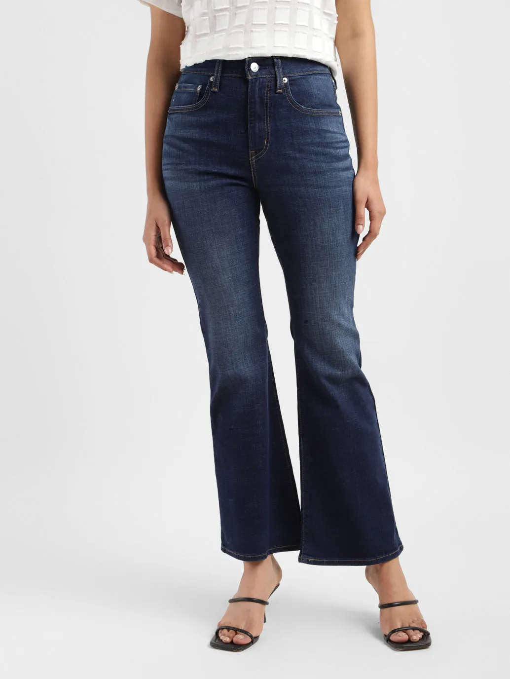 Closet Must Cool Silhouette Women's 726 Blue Flared Fit Mid Rise Jeans