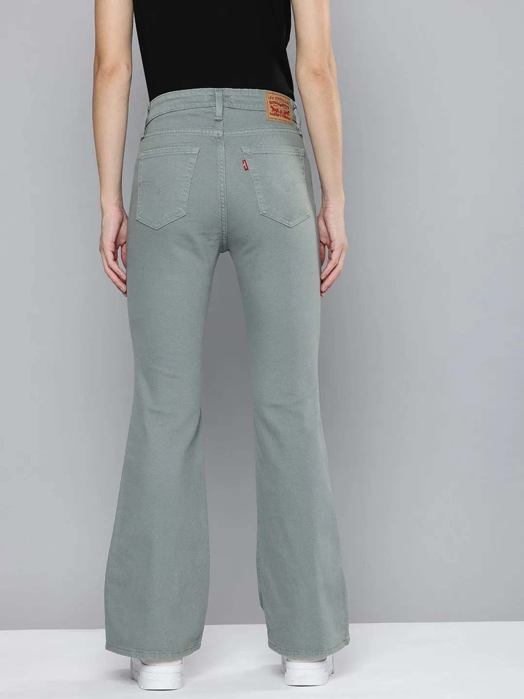 Women's 726 Grey Flared Fit Mid Rise Jeans Easy Fit Casual Friday Durable Athlete Fit