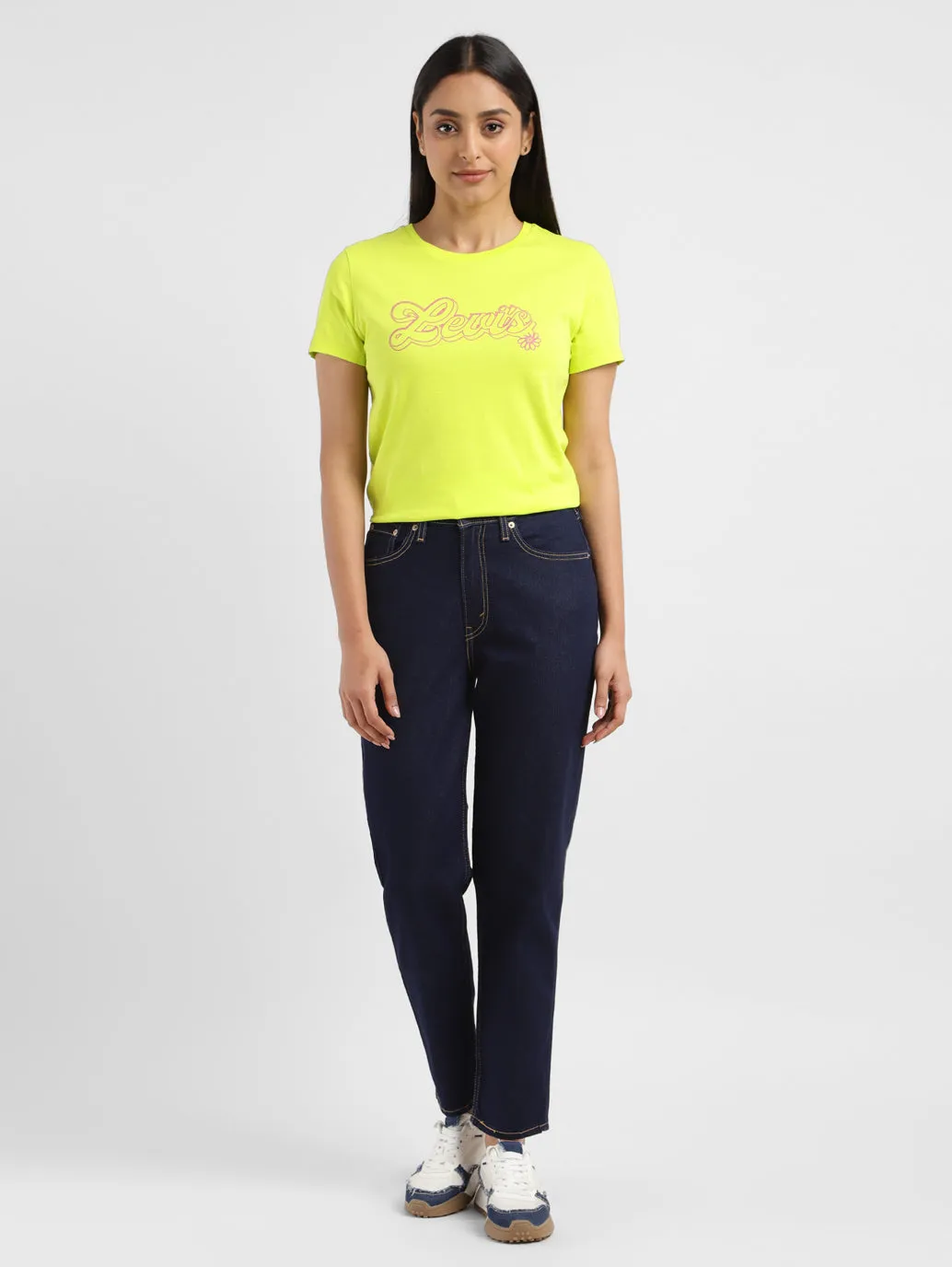 Movement Friendly Softened Lining Women's 80s Mom Navy Blue Loose Fit Mid Rise Jeans