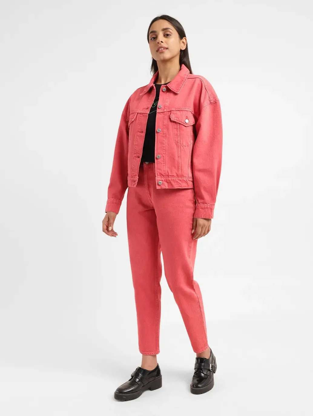 Women's 80s Mom Pink Loose Fit High Rise Jeans Home Comfort Teen Outfit Perfect Waist