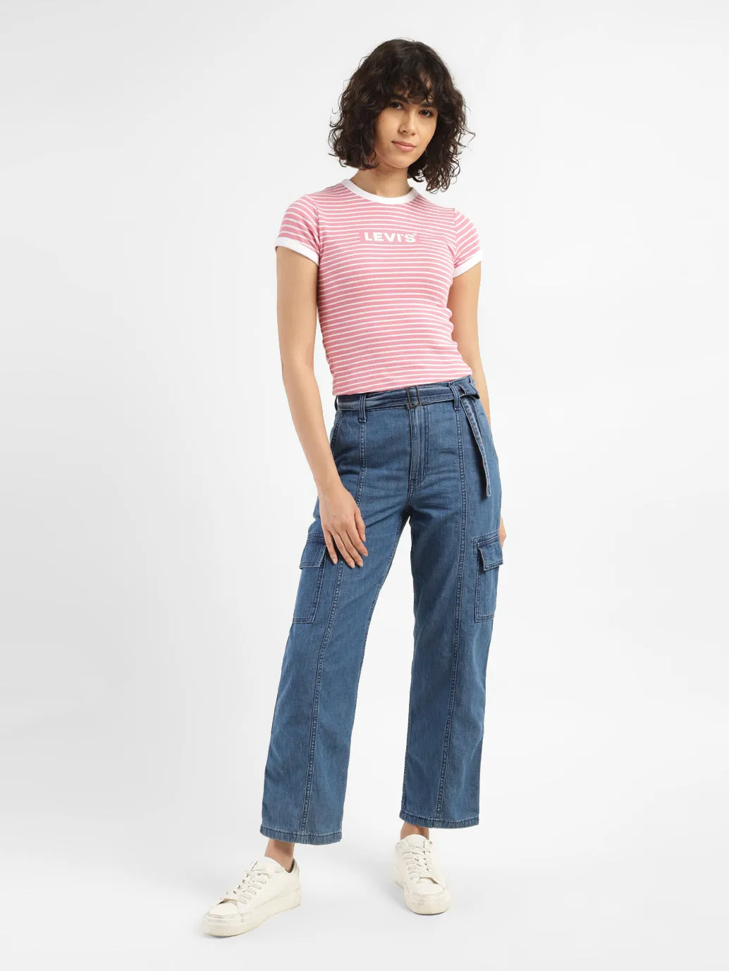 All Time Basic Daily Essential Women's 94 Blue Baggy Fit Mid Rise Jeans