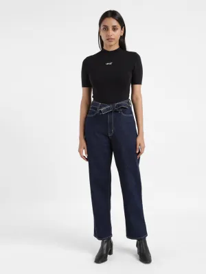 Neat And Easy Women's 94 Navy Blue Baggy Fit Mid Rise Jeans