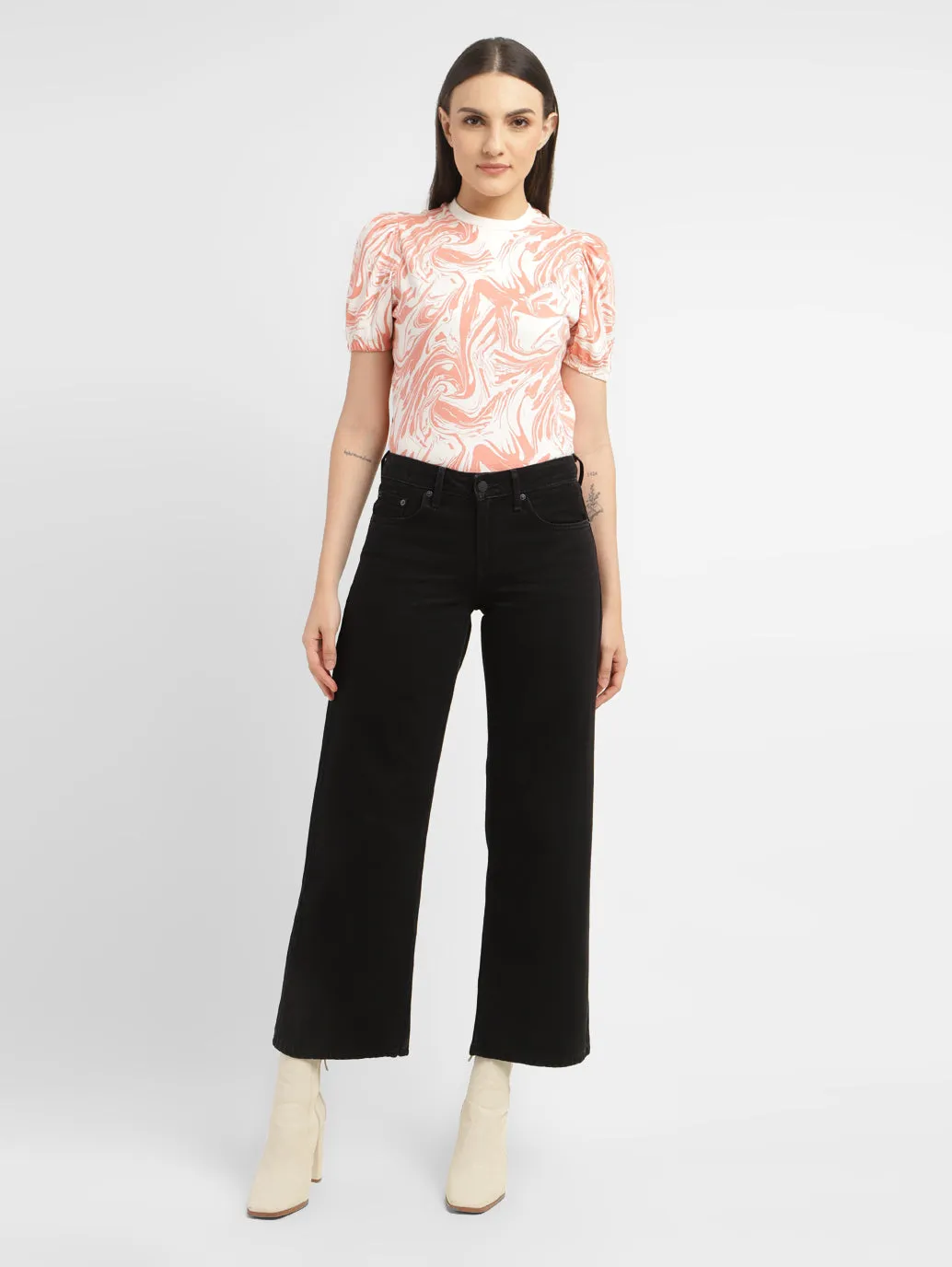 Couple Look Office Wear Slim Holiday Vibes Teen Outfit Women's Black Loose Fit Low Rise Jeans