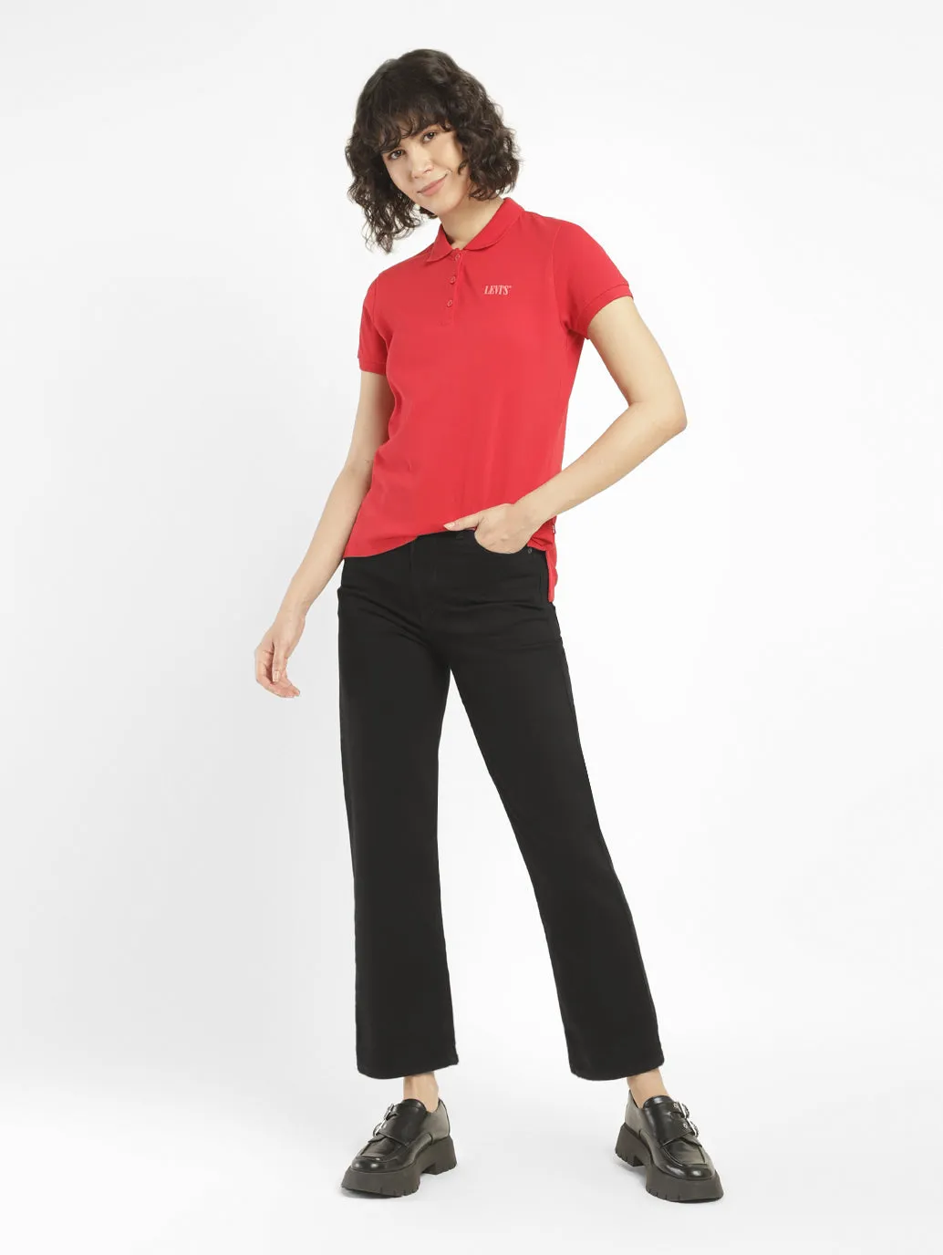 Balanced Style Women's Black Ribcage Straight Ankle Fit High Rise Jeans