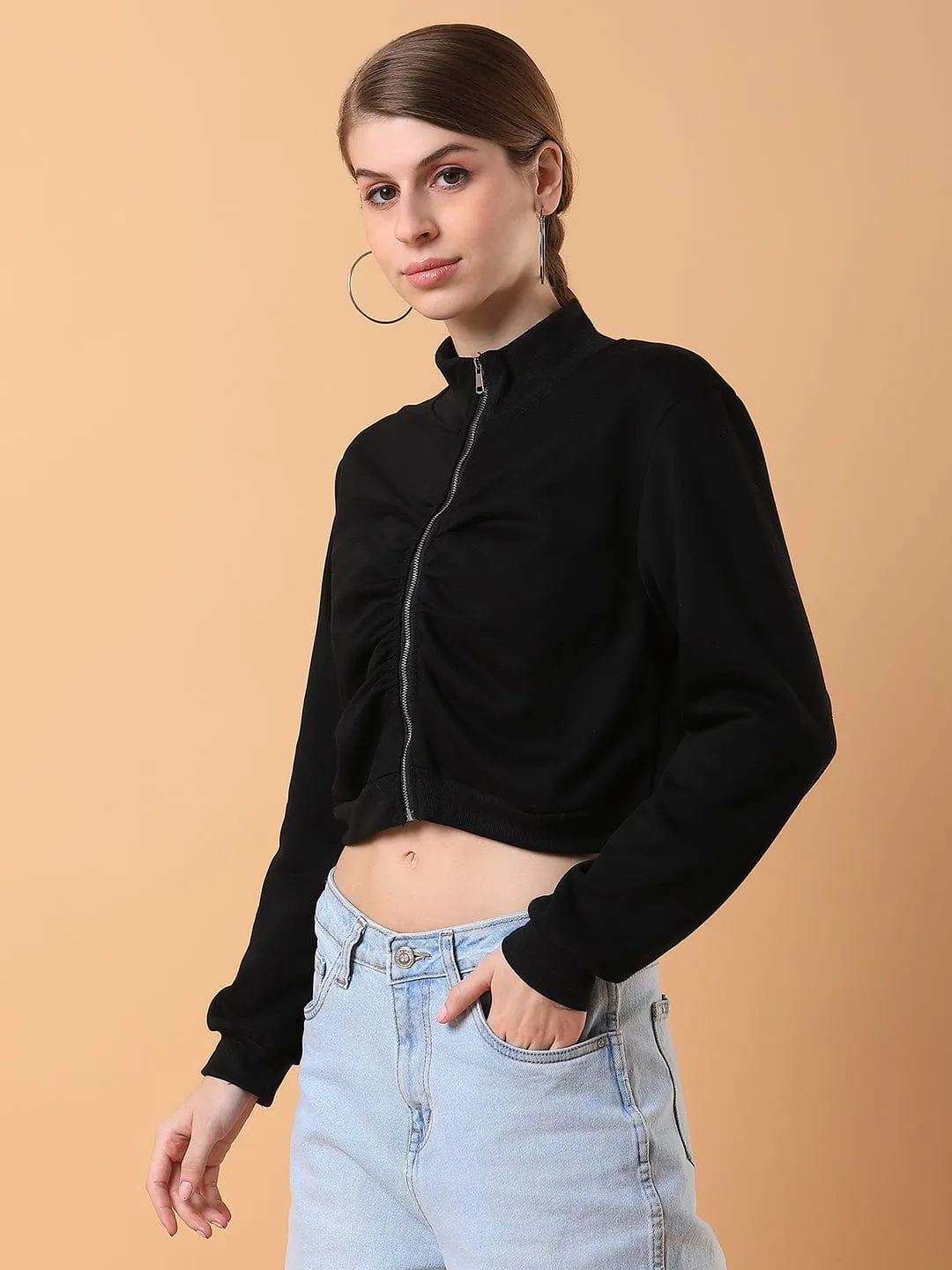 Daily Style Women's Black Solid Sweatshirt