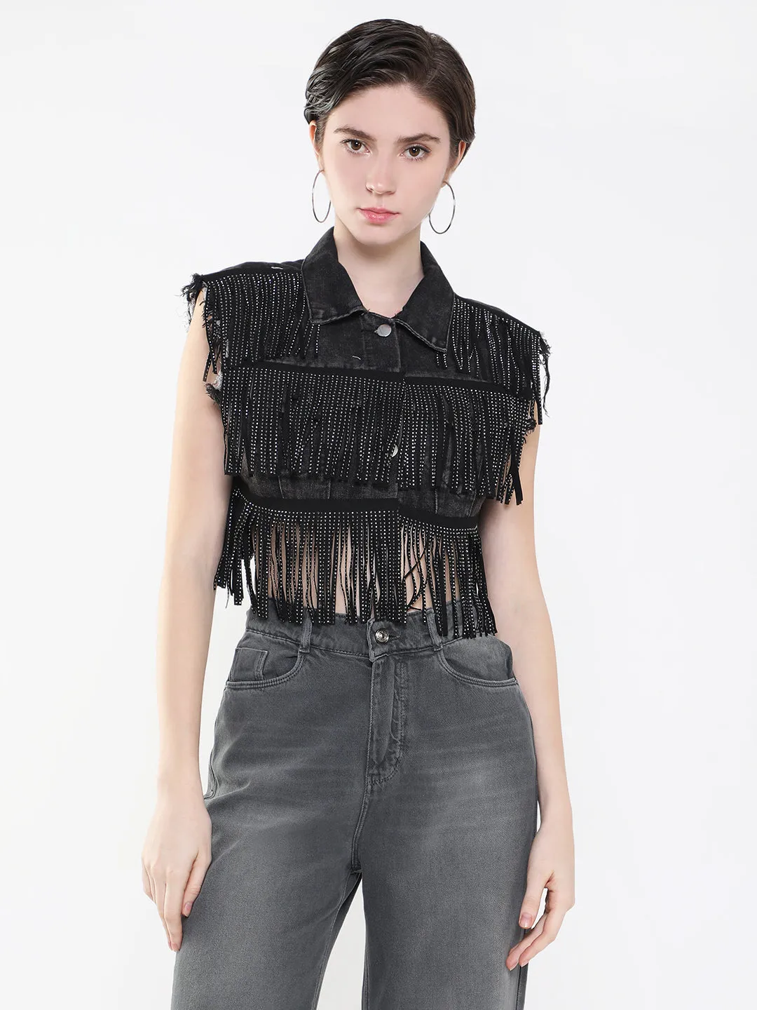 RipResistant Reinforcement On The Go Women's Black Windcheater Denim Jacket