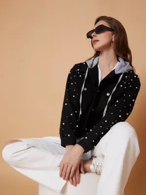 Women's Black Windcheater Longline Tailored Jacket Quick Release Buckle Mechanism High Tensile Reinforcement