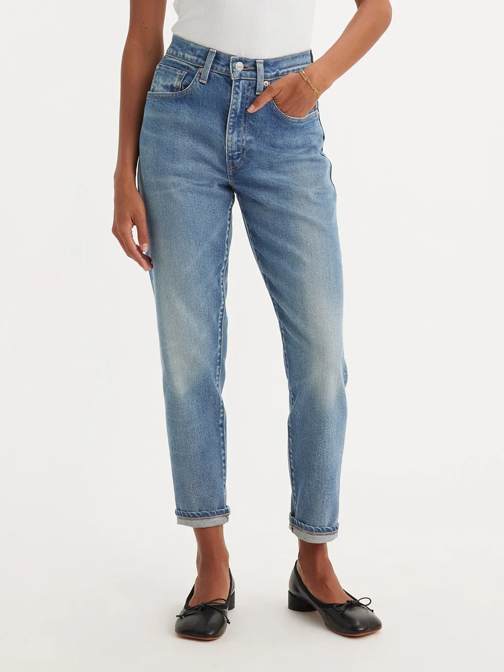 Popular Option Foundation Wear Women's Blue Loose Fit High Rise Boyfriend Jeans