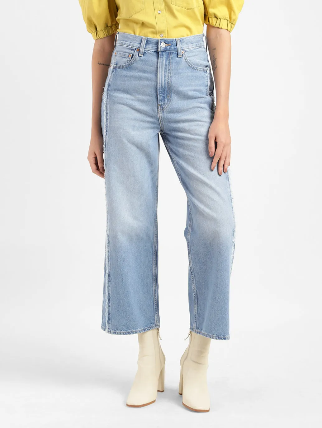 Women's Blue Loose Fit High Rise Jeans Functional Waist