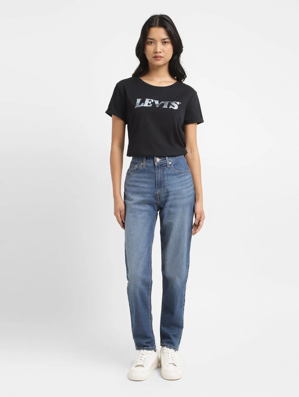 classic clothing Fashion Lover Durable Minimalist Style Women's Blue Loose Fit High Rise Mom Jeans