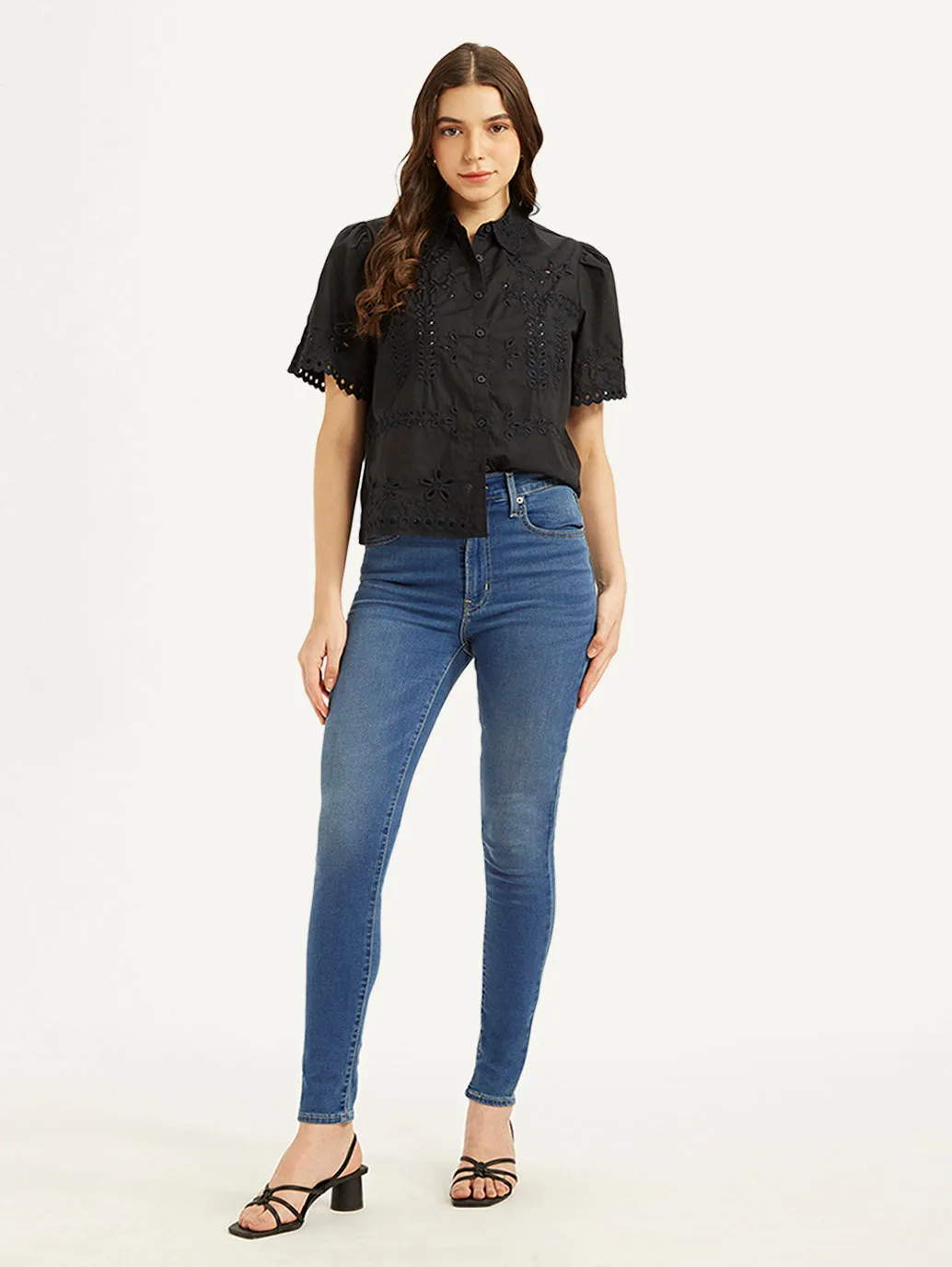 slim fit Perfect Basic Women's Blue Mile High Wide Leg Fit High Rise Jeans