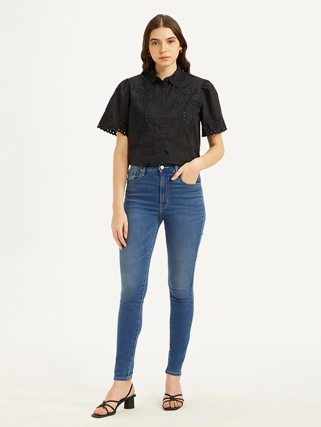 Women's Blue Mile High Wide Leg Fit High Rise Jeans Daily Go All Style Fit