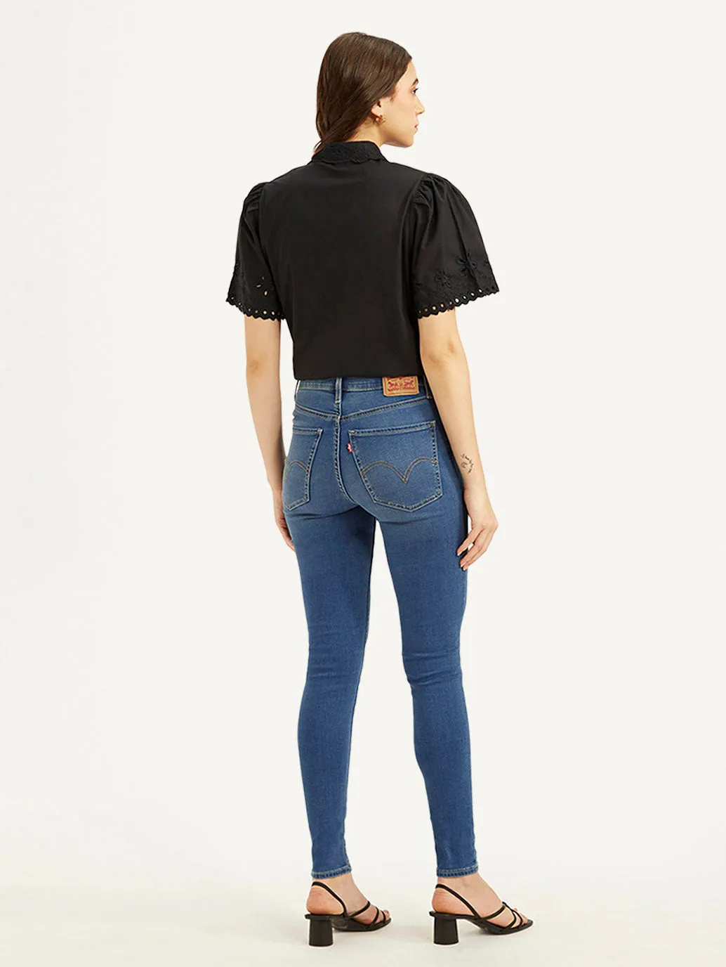 Women's Blue Mile High Wide Leg Fit High Rise Jeans Flattering Waist Design No Fuss Fit