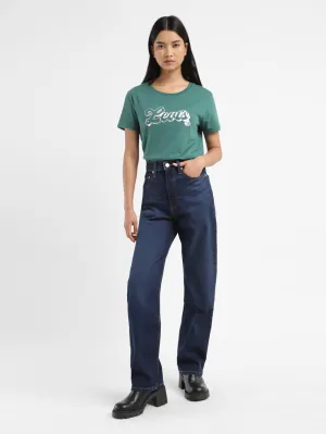 Comfortable Choice Women's Blue Ribcage Straight Fit High Rise Jeans