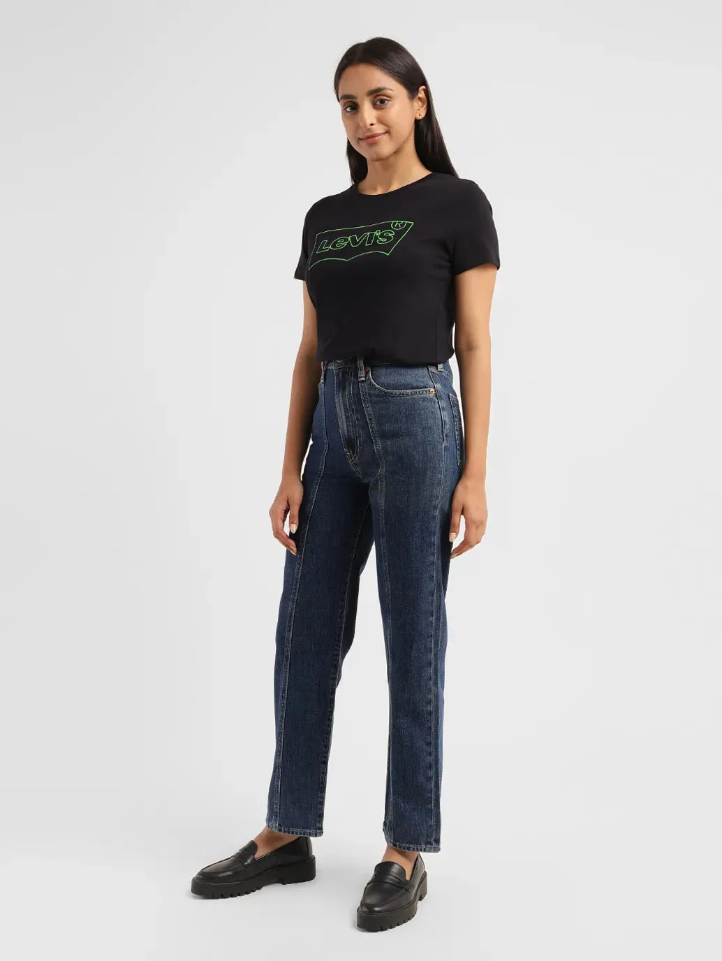 Flattering Waist Design Women's Blue Ribcage Straight Fit High Rise Jeans