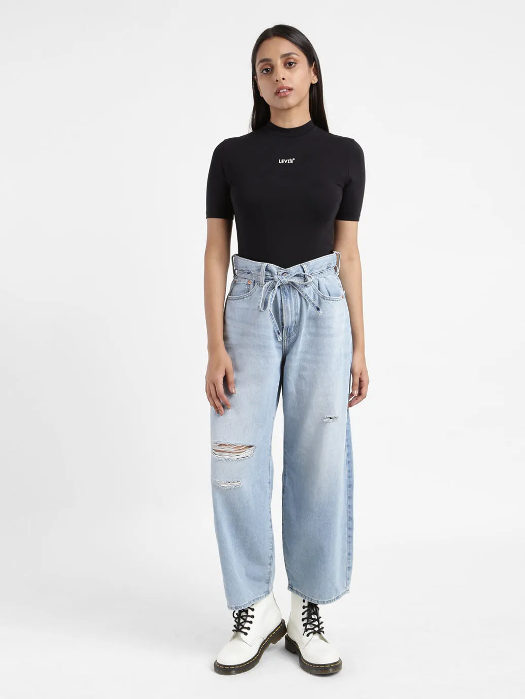 Heavyweight Denim Total Comfort Women's Blue XL Balloon Loose Fit High Rise Jeans