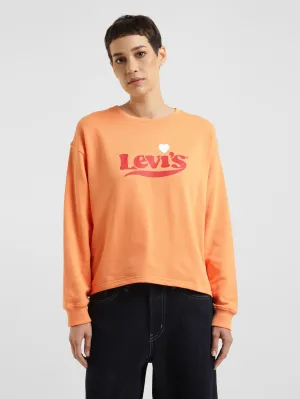 Ribbed Cuffs Women's Brand Logo Crew Neck Sweatshirt