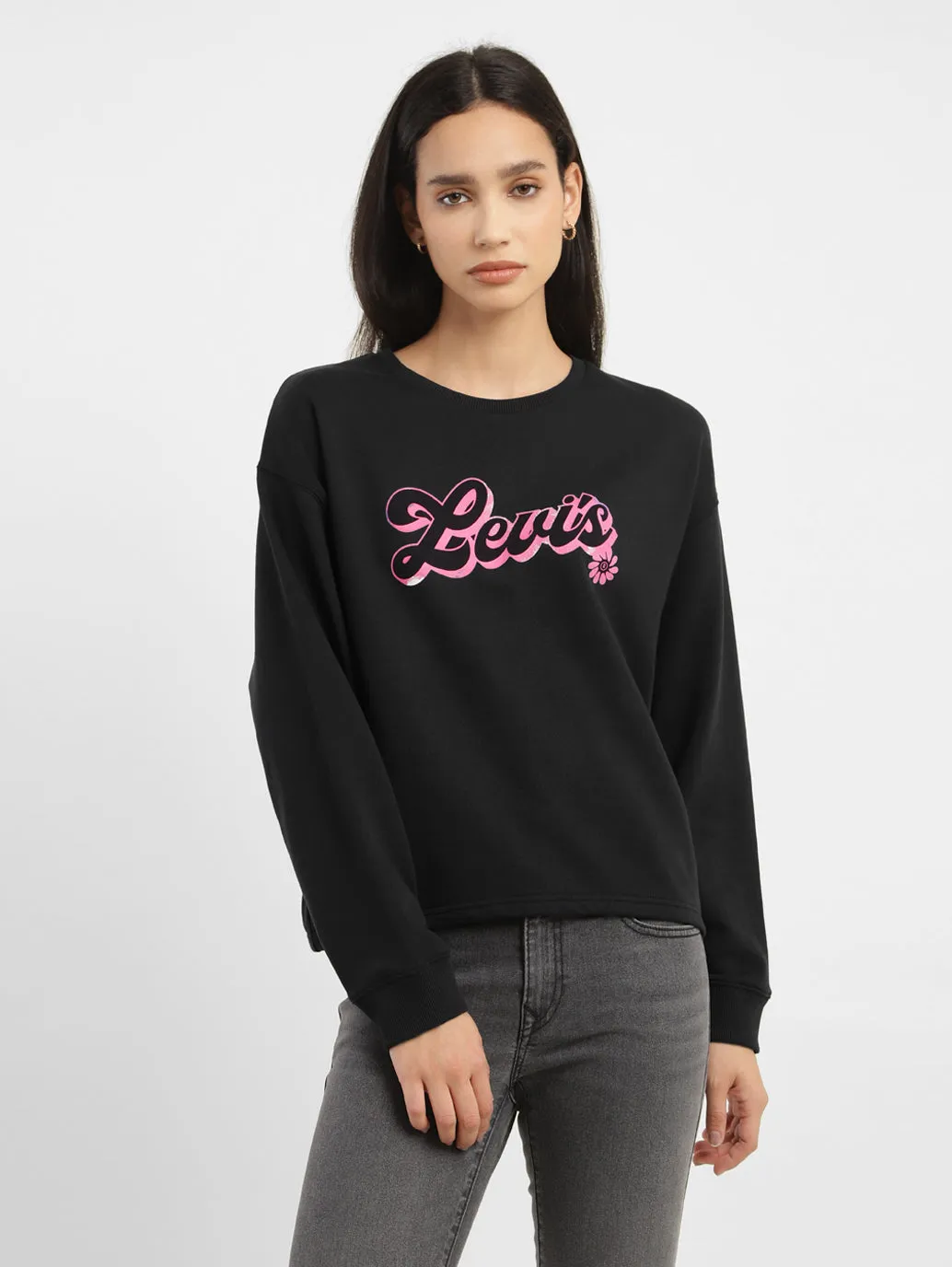 tribal print Women's Brand Logo Crew Neck Sweatshirt