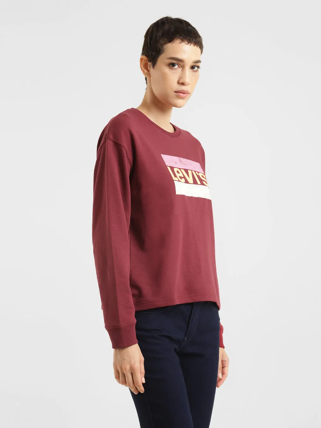 Unisex Women's Brand Logo Crew Neck Sweatshirt