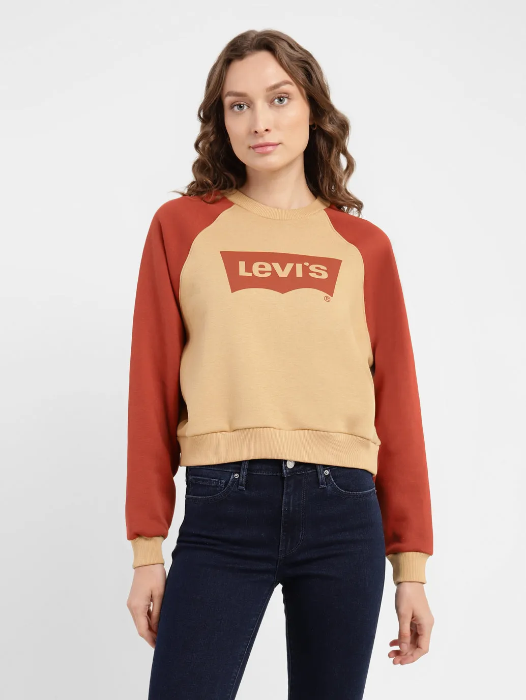 Women's Brand Logo Round Neck Sweatshirt Chill Comfort Essential Comfort