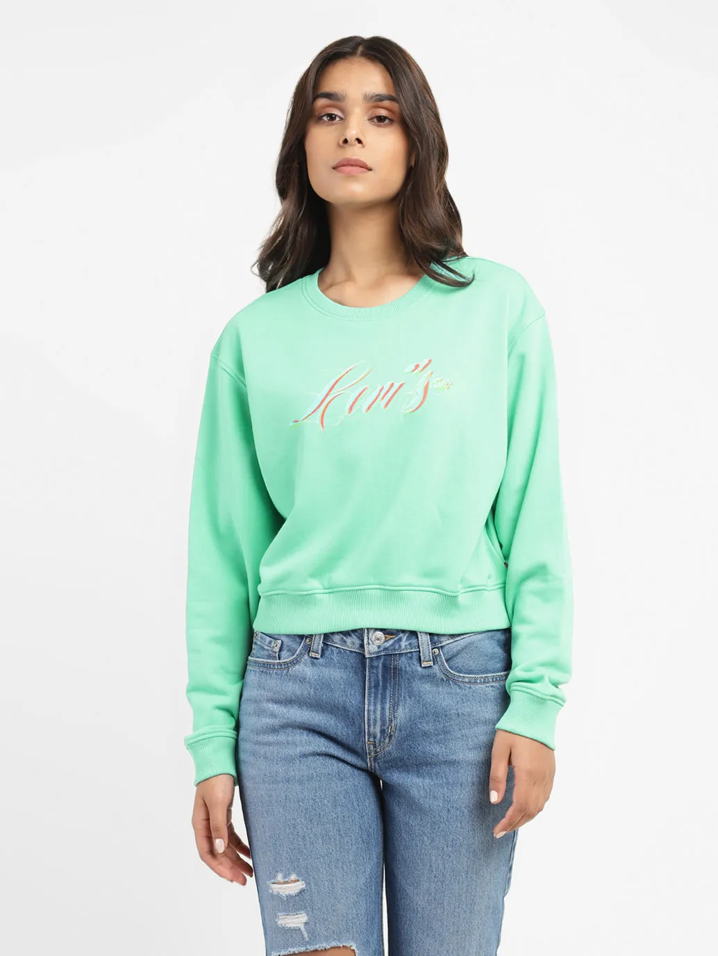 Cool Essentials Women's Brand Logo Round Neck Sweatshirt