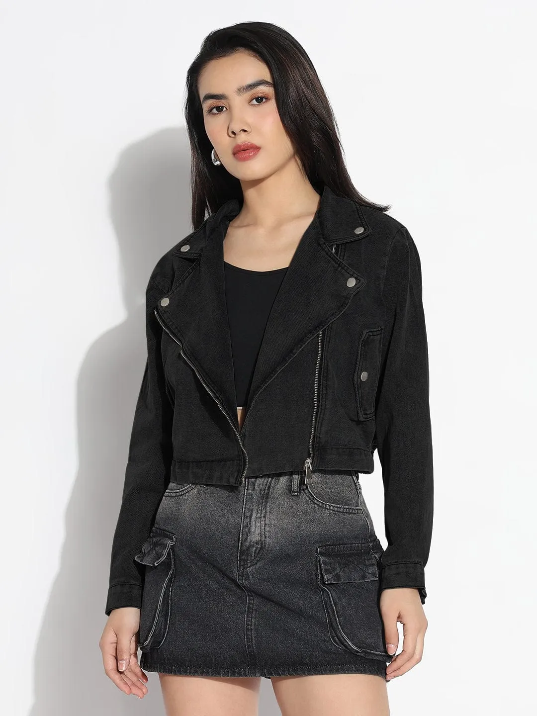 Quick Dry Performance Sleek Layer Fit Women's Charcoal Denim Jacket