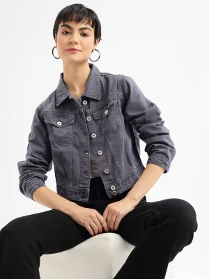 Weight Distribution System Water Repellent Finish Women's Charcoal Windcheater and Water Resistant Crop Denim Jacket