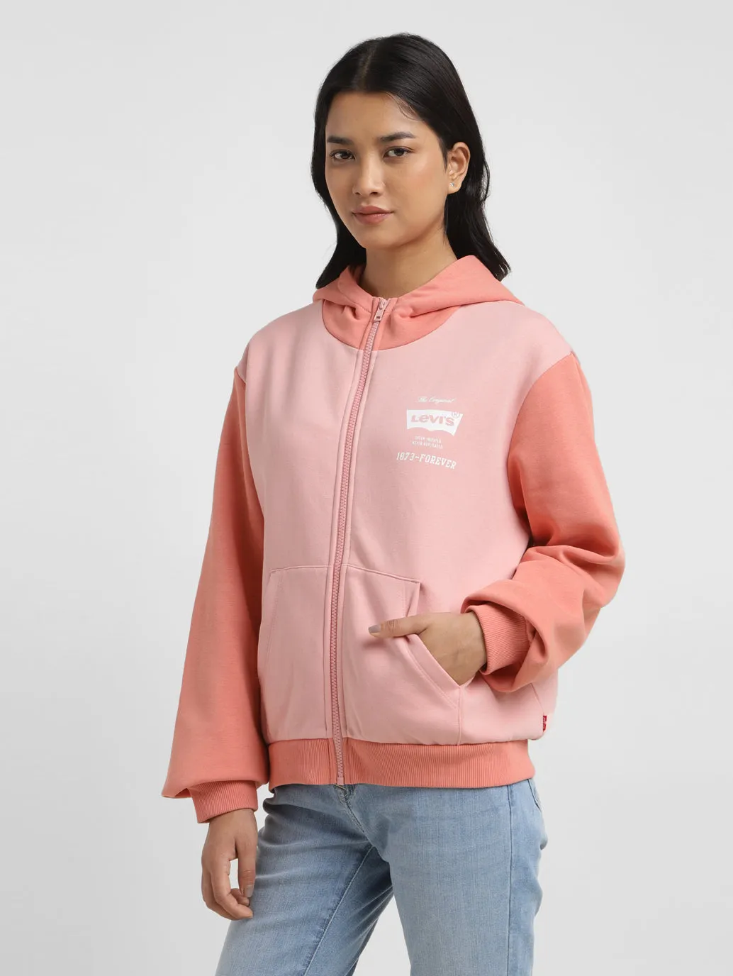 Women's Colorblock Pink Hooded Sweatshirt product family togetherness
