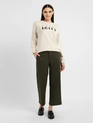 Essentials Wear Women's Graphic Print Beige Crew Neck Sweatshirt