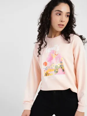 Women's Graphic Print Round Neck Sweatshirt Coffee Run