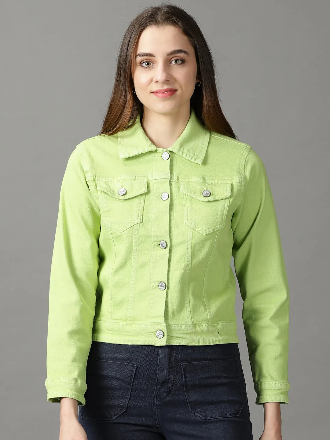 Draft Block Women's Green Denim Jacket