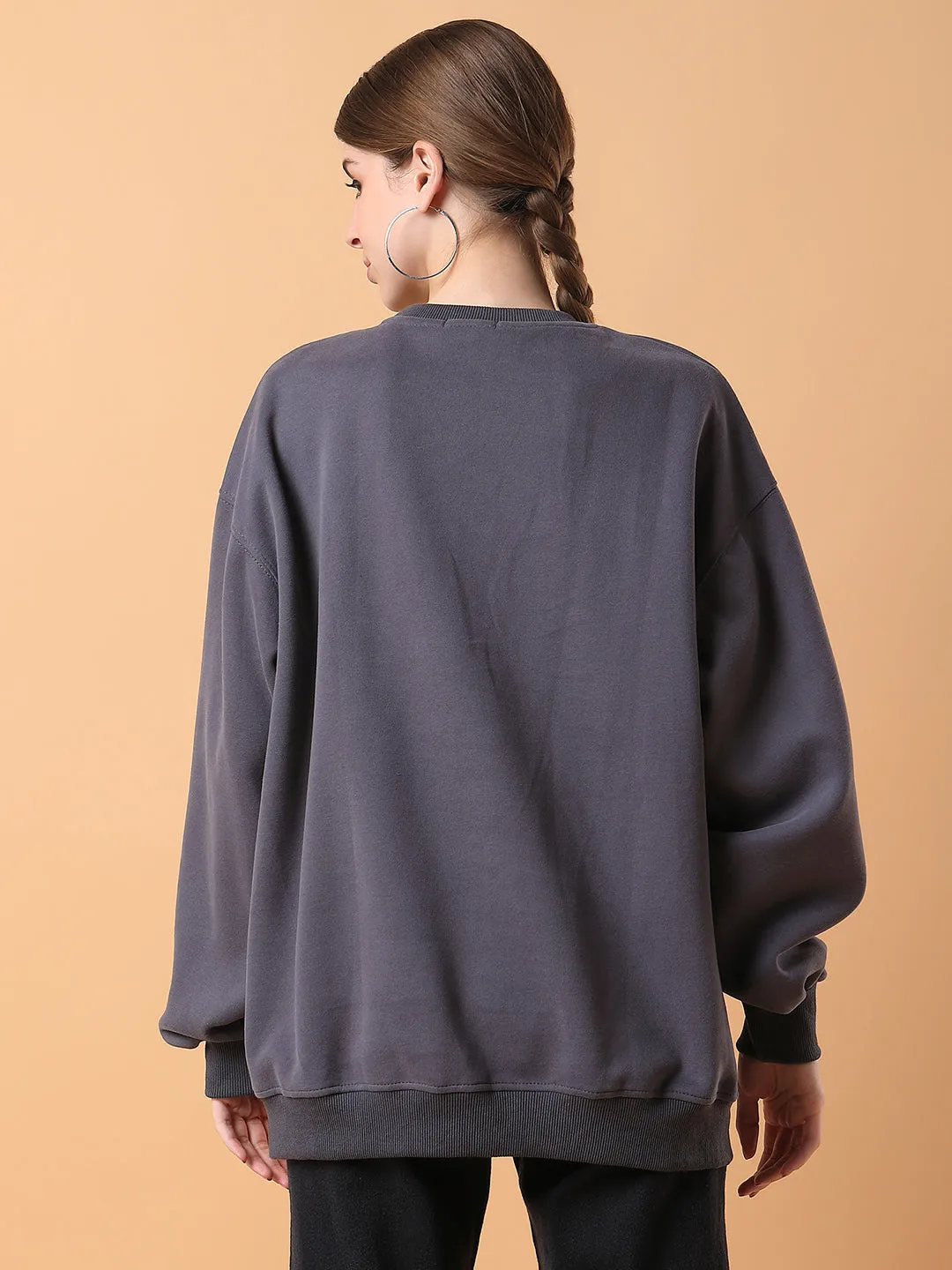 Women's Grey Graphic Printed Sweatshirt Quality control