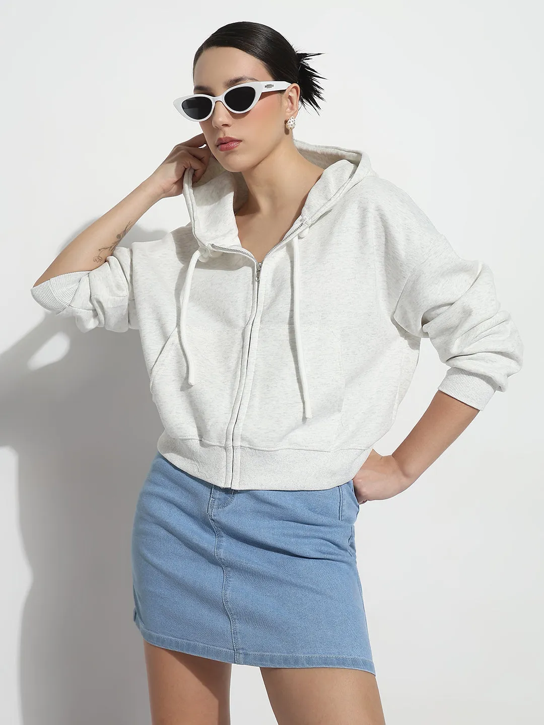 Women's Grey Zipper Hoodie Comfortable product marketing