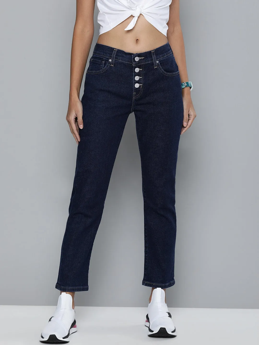 Heavyweight Denim High-waisted Women's Indigo Skinny Fit High Rise Jeans