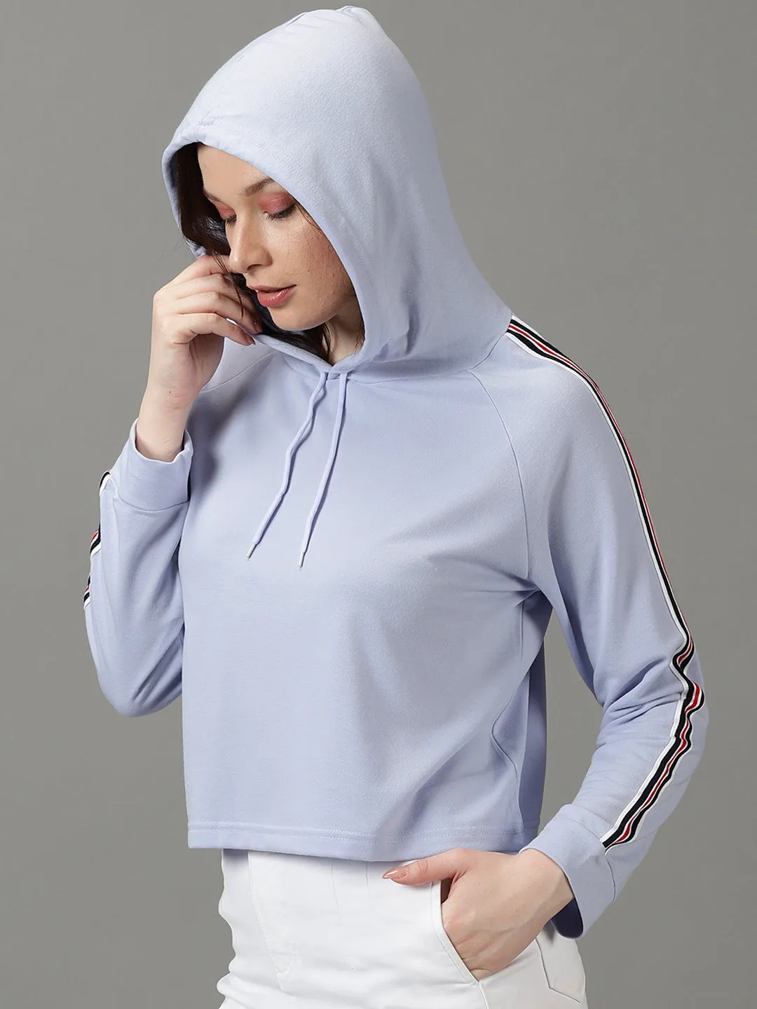 Women's Lavender Hooded Cotton Sweatshirt anti static coating product flannel coziness