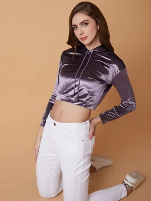 Women's Lavender Printed Hoodie Striped