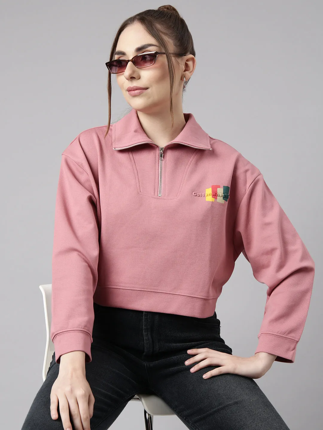 Women's Peach Front Open Crop Oversized Sweatshirt product selection All Day Wear