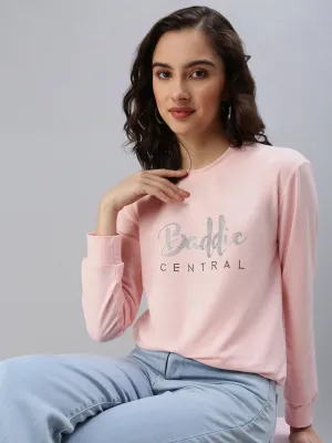Essentials Wear Women's Pink Printed Sweatshirt