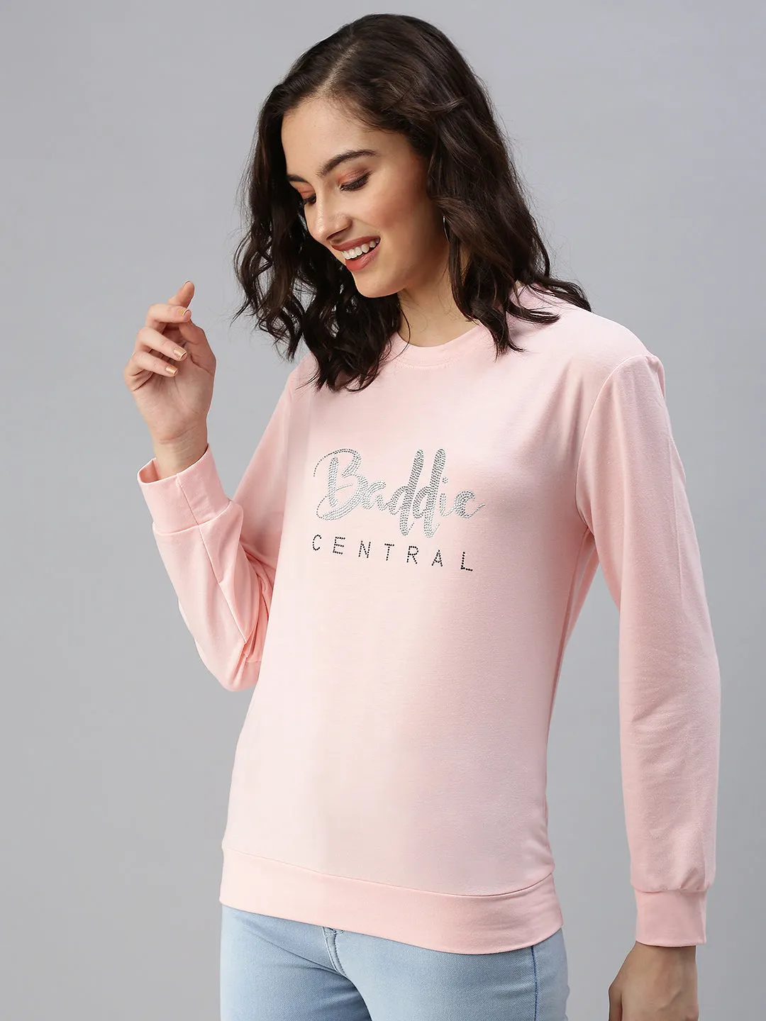 Custom made Chill Outfit Women's Pink Printed Sweatshirt