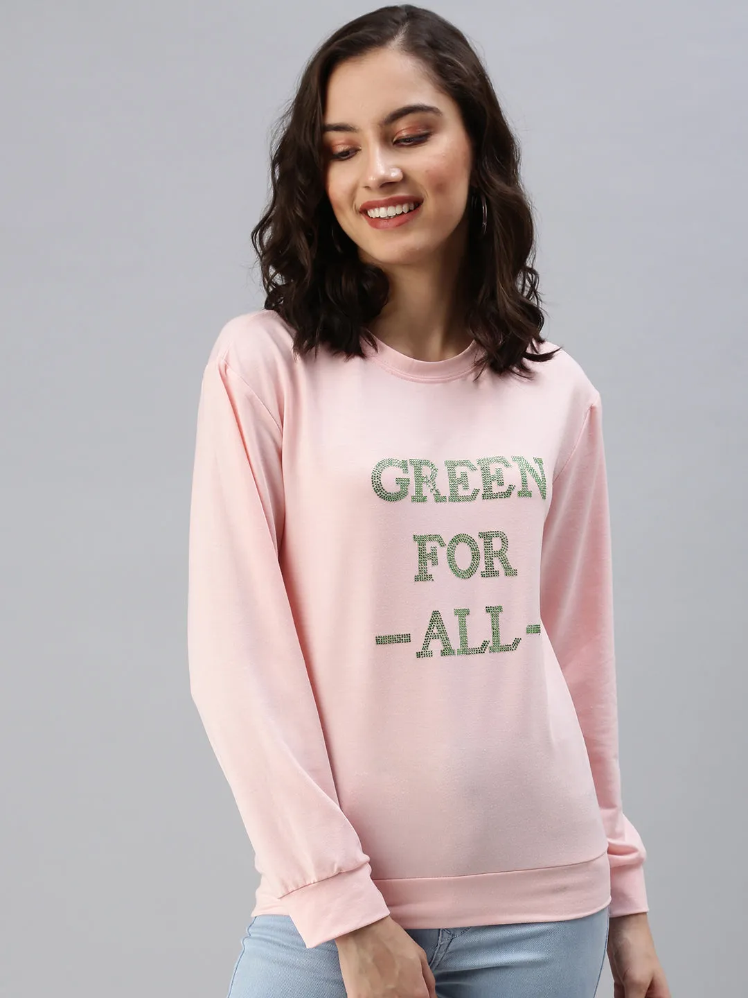 Bright Colors Women's Pink Printed Sweatshirt